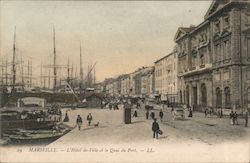 L'Hotel-de-Ville et le Quai du Port Marseille, France Postcard Postcard Postcard