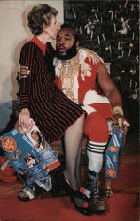 Nancy Reagan Sitting on Mr. T's Lap at Christmas Postcard