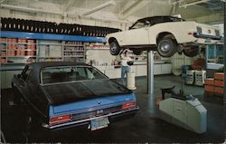 Muscle Cars in Shop: Chevy Nova SS & Ford Mustang Postcard