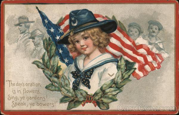 Memorial Day Girl Postcard