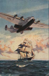 Travel the Flying Clipper Ships to Europe or the Orient - Pan American Airway Systems Postcard