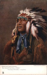 Portrait of Indian in Headdress Native Americana Postcard Postcard Postcard