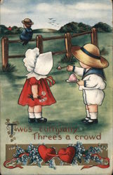 Two's Company, Three's a Crowd Children Postcard Postcard Postcard