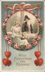 Couple Talking Through Window: With Affection and Regard Postcard