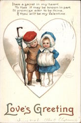 Love's Greeting - Children in Winter Clothing Postcard Postcard Postcard