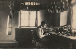 Violin Maker Working at Bench Music Postcard Postcard Postcard