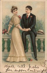 Couple Standing by Balcony Postcard