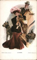 Man and Woman With Dogs: A Winner Postcard Postcard Postcard