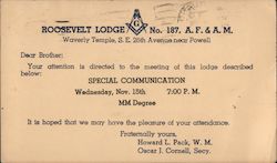 Roosevelt Lodge No. 187, A.F. & A.M. Postcard