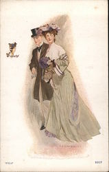 Couple dressed in violet Postcard