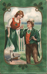 Irish Couple Crossing Stile Postcard