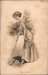 Woman Playing Croquet Postcard