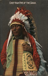 Chief High Pipe of the Sioux. Native Americana Postcard Postcard Postcard