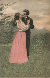 Couple Kissing in Field Couples Postcard Postcard Postcard