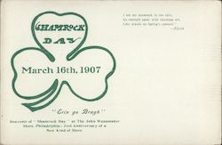 Shamrock Day March 16th, 1907 Postcard