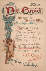 Dr. Cupid, Loversville, State of Bliss, Prescription Postcard Postcard Postcard