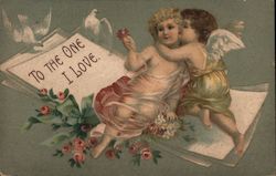 Two Cupids Embracing - To the One I Love Postcard