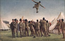 Tossing the Blanket - soldiers in camp Tuck's Oilette Series Postcard Postcard Postcard