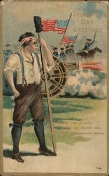 Cannons firing - Decoration Day Greetings Memorial Day Postcard Postcard Postcard