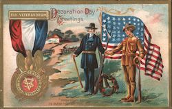 Two Soldiers Honoring Decoration Day Postcard