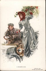 A Modern Eve: Woman Picking Apples From Car Postcard