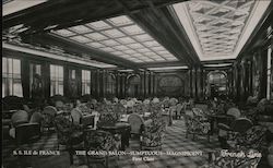 The Grand Salon, Sumptuous, Magnificent, First Class, S.S. Ile de France Postcard