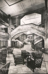 Main foyer and grand staircase of the S.S. Ile de France, French Line flagship Postcard