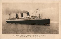 La Paquebot "Ile de France" Steamers Postcard Postcard Postcard