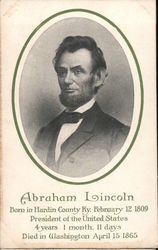 Abraham Lincoln Presidents Postcard Postcard Postcard