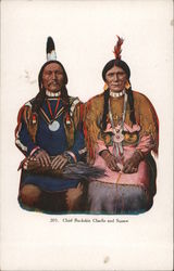 Chief Buckskin Charlie and Squaw Native Americana Postcard Postcard Postcard