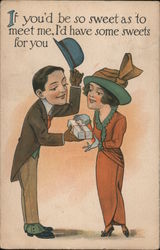 Man Giving Woman Present Couples Postcard Postcard Postcard