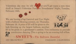 Sweet's Valentine Party advertisement Postcard