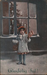 Glædelig Jul: Child Delivering Presents Postcard