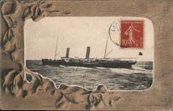 Steamer Ship at Sea Postcard