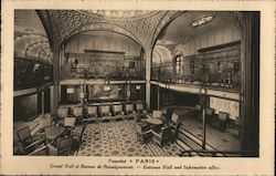 Entrance Hall and Information Office, SS Paquebot, Paris Postcard