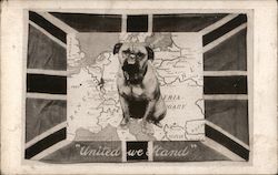 "United we Stand" - A British bulldog sits on a map of Europe World War I Postcard Postcard Postcard