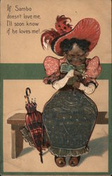 Plucking Petal From a Daisy Black Americana Postcard Postcard Postcard