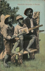 Blackville serenade in Florida - Cigar Box Guitar Black Americana Postcard Postcard Postcard