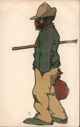 Black man with knapsack Postcard