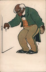 Old black man opening door Postcard