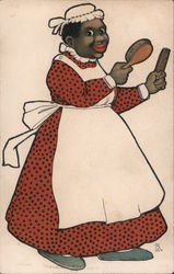 Black woman holding comb and brush Postcard