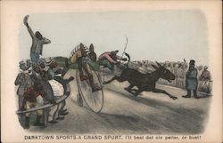 Darktown Sports - A Grand Spurt. "I'll beat dat ole pelter, or bust!" Postcard