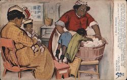 Black Women and Children Doing Laundry Postcard