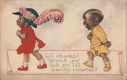 Two Black Children - "Li'l Chickin! Won't Yo' Lub Yo' Li'l Banty Rooster?" Postcard