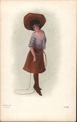 Cowgirl with Lasso Cowboy Western Postcard Postcard Postcard