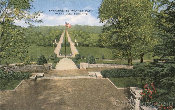 Entrance to Warner Park Nashville, TN Postcard