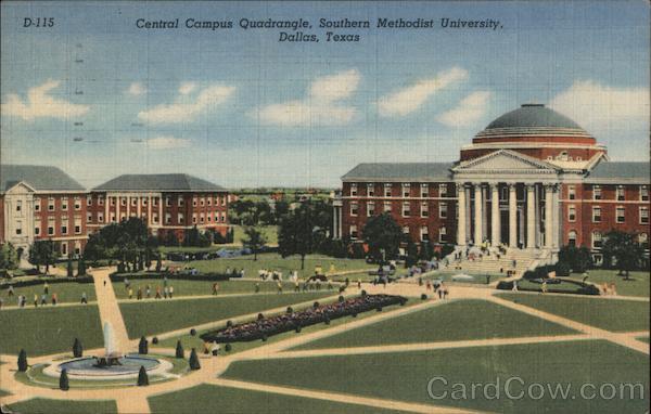 Central Campus Quadrangle Southern Methodist University Dallas Tx Postcard 