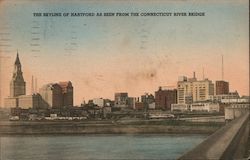 Skyline of Hartford from the Connecticut River Bridge Postcard Postcard Postcard