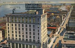 Main Street South, Showing Financial District Bridgeport, CT Postcard Postcard Postcard