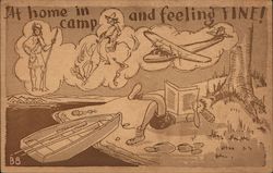 At Home in Camp and Felling Fine! Postcard